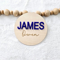 Wooden Name Birth Announcement sign, Newborn Baby round Name plate, Hospital Newborn Photo Prop Sign, Personalized custom Baby Shower Gift