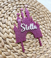 Personalized Princess cake topper, Castle acrylic birthday cake topper, Royal cake topper, First Birthday cake topper for girl
