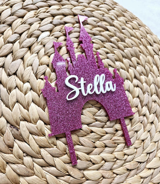 Personalized Princess cake topper, Castle acrylic birthday cake topper, Royal cake topper, First Birthday cake topper for girl