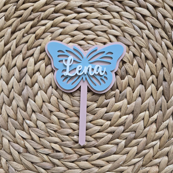 Butterfly Cake Topper, Personalized Butterfly First Birthday Cake Topper, Acrylic Birthday Cake Topper for Girl,Baby Shower Butterfly Topper