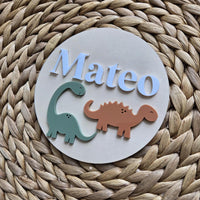 Dinosaur Baby Name Sign, Dinosaour Name Disc,Newborn Baby Name plate, Hospital Newborn Photo Prop Sign, Personalized custom Baby Shower Gift