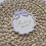 Personalized Bow Baby Name Announcement Sign, Bow Name Plaque, Nursery Decor for Newborn Girl, Custom Baby Gift, Boho Chic Bow Room Sign
