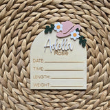 Cowboy CowGirl Name Announcement Sign, Western Floral Newborn Name Plaque, Hospital Newborn Photo Prop Sign, Personalized Baby Shower Gift