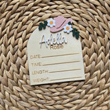 Cowboy CowGirl Name Announcement Sign, Western Floral Newborn Name Plaque, Hospital Newborn Photo Prop Sign, Personalized Baby Shower Gift
