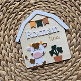 Cow Barn Boy Name Announcement Sign, Western Barn Newborn Name Plaque, Hospital Newborn Photo Prop Sign, Personalized Baby Shower Gift