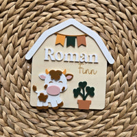 Cow Barn Boy Name Announcement Sign, Western Barn Newborn Name Plaque, Hospital Newborn Photo Prop Sign, Personalized Baby Shower Gift