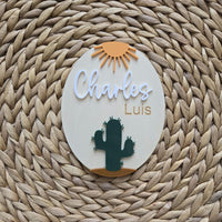 Cactus Custom Birth Name Sign, Western Boy Newborn Name Plaque, Hospital Newborn Photo Prop Sign, Personalized nursery decor, Baby gift