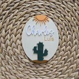 Cactus Custom Birth Name Sign, Western Boy Newborn Name Plaque, Hospital Newborn Photo Prop Sign, Personalized nursery decor, Baby gift