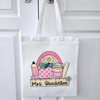 Personalized teacher gift tote bag, personalized teacher bag, teacher appreciation gift, teacher bag canvas, custom made teacher gifts, tote