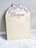 Baby's First Year Monthly Milestone Board, Coquette Bow First Birthday Photo Collage, Wooden Baby's Picture Frame, 1st Birthday Party Decor