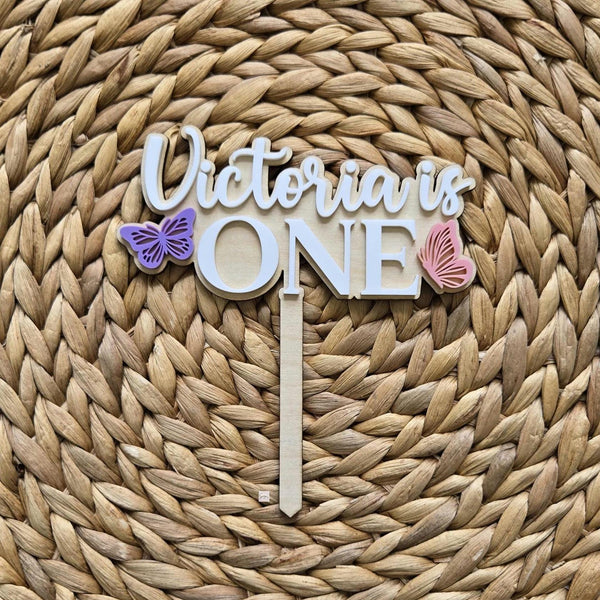 Butterfly Cake Topper, Personalized Butterfly First Birthday Cake Topper, Acrylic Birthday Cake Topper for Girl,Baby Shower Butterfly Topper