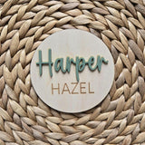 Wooden Name Birth Announcement sign, Newborn Baby round Name plate, Hospital Newborn Photo Prop Sign, Personalized custom Baby Shower Gift