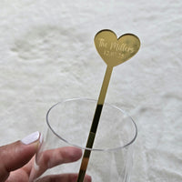 Engraved Heart Acylic Drink Stirrers for Wedding, Personalized Drink Stirrers with Name and Date, Personalized Wedding Favors, Heart Stirrer