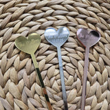 Engraved Heart Acylic Drink Stirrers for Wedding, Personalized Drink Stirrers with Name and Date, Personalized Wedding Favors, Heart Stirrer