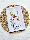 Personalized Christmas tea towel gift for family, custom made Christmas kitchen towel, Christmas gifts with names, initial tea towel gift