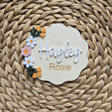Floral Baby Girl Name Announcement Sign