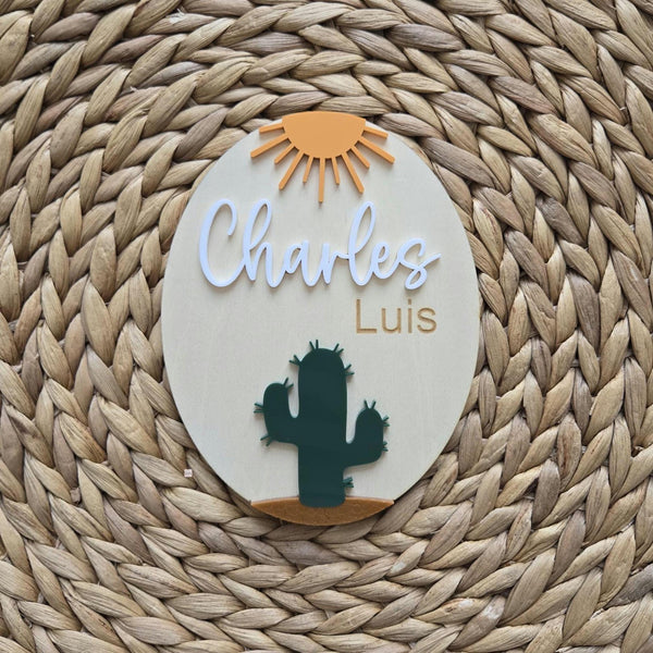 Cactus Custom Birth Name Sign, Western Boy Newborn Name Plaque, Hospital Newborn Photo Prop Sign, Personalized nursery decor, Baby gift