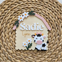 Cow Barn Girl Name Announcement Sign, Western Barn Newborn Name Plaque, Hospital Newborn Photo Prop Sign, Personalized Baby Shower Gift