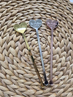 Engraved Heart Acylic Drink Stirrers for Wedding, Personalized Drink Stirrers with Name and Date, Personalized Wedding Favors, Heart Stirrer