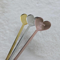 Engraved Heart Acylic Drink Stirrers for Wedding, Personalized Drink Stirrers with Name and Date, Personalized Wedding Favors, Heart Stirrer