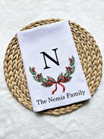 Personalized Christmas tea towel gift for family, custom made Christmas kitchen towel, Christmas gifts with names, holiday tea towel for her