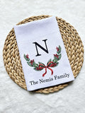 Personalized Christmas tea towel gift for family, custom made Christmas kitchen towel, Christmas gifts with names, holiday tea towel for her