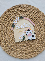 Cow Barn Girl Name Announcement Sign, Western Barn Newborn Name Plaque, Hospital Newborn Photo Prop Sign, Personalized Baby Shower Gift
