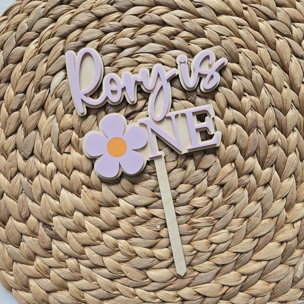 Daisy First Birthday Cake Topper, Personalized Daisy One Cake Topper, First Birthday Cake Topper for Girl, Flower Theme Acrylic Cake Topper