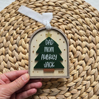Personalized Family Christmas Ornament 2025, Custom Family Tree Ornament with names, Wooden First Christmas Ornament as a Family with pets