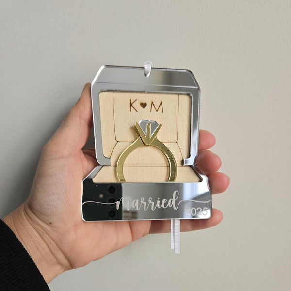 Personalized Mr. & Mrs. Ring Box Ornament - First Christmas Gift