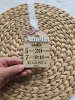 Newborn Birth Stat Christmas Ornament, Wooden Birth Announcement Ornament, Personalized Baby's First Ornament, Keepsake Baby Ornament Gift