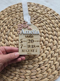 Newborn Birth Stat Christmas Ornament, Wooden Birth Announcement Ornament, Personalized Baby's First Ornament, Keepsake Baby Ornament Gift