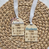 Newborn Birth Stat Christmas Ornament, Wooden Birth Announcement Ornament, Personalized Baby's First Ornament, Keepsake Baby Ornament Gift