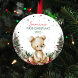 Baby's First Christmas Ornament 2025, Personalized Baby's First Christmas Ornament with name and year, Teddy Bear First Christmas Ornament