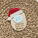 Personalized Christmas Countdown Wooden Sign, Sleeps Until Christmas Sign, Dry Erase Christmas Countdown Mini Sign, Days Until Christmas