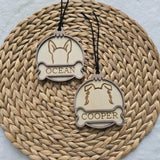 Personalized Christmas Dog Ornament, Pet Memorial Ornament, Dog Ear Laser Engaved Wood Ornament, Dog Stocking Name Tag, Pet Ornament Gift