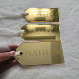 Personalized Acrylic Christmas stocking name tags, custom family Gold Acrylic Christmas tags, Rustic name tags, Christmas matching Tags