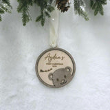 First Christmas Teddy Bear Ornament, Babies First Christmas Ornament 2025,Wooden Christmas ornament, Custom Baby Ornament with name and year