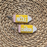 Personalized Pencil Teacher Keychain, Custom Gift for Teacher, Christmas Gift for Teacher, TeacherbPencil Keychain with Name, Keychain Gift