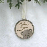 First Christmas Teddy Bear Ornament, Babies First Christmas Ornament 2025,Wooden Christmas ornament, Custom Baby Ornament with name and year