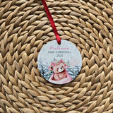 Baby's First Christmas Ornament 2025, Personalized Baby's First Christmas Ornament with name and year, Teddy Bear Girl Christmas Ornament