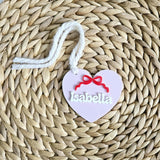 Valentine's Gift Tag, Valentine's Day Heart Bow Tag, Personalized Kids Acrylic Valentine Basket Name Tag, Custom Valentine's Gift for kid