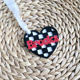 Valentine's Checkered Heart Basket Tag