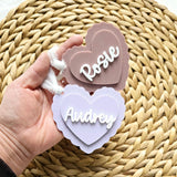 Valentine's Day Basket Tag, Personalized Valentine's Heart Shape tag, Acrylic heart name tag, Custom Valentine's basket heart tag gift