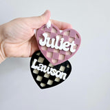 Valentine's Checkered Heart Basket Tag