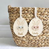 Easter Bunny with Glasses Basket Tag