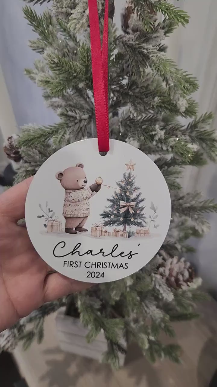 Baby's first Christmas ornament, Personalized baby's first Christmas ornament 2024 gift, bear christmas ornament for newborn, cute ornament