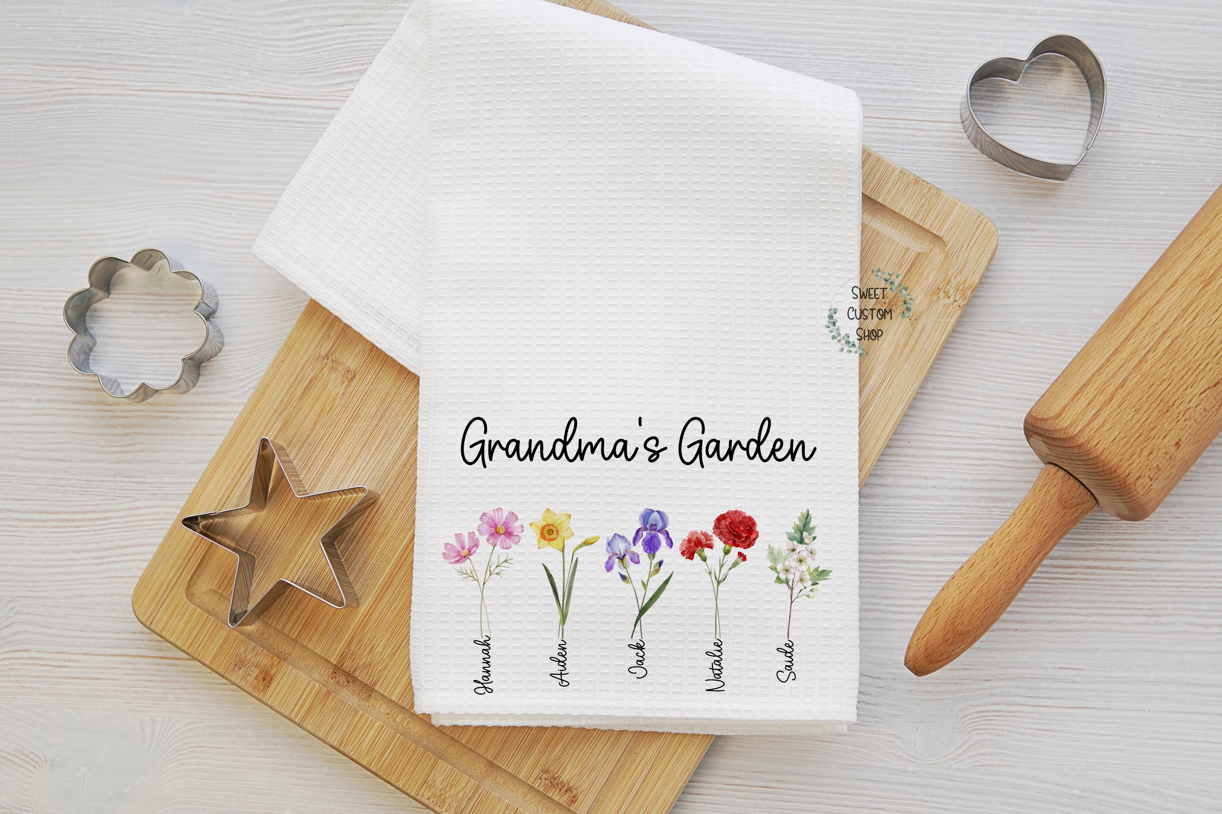 Birth Flower Kitchen Towel