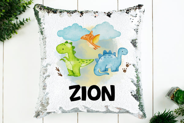 Dinosaur Sequin Pillow