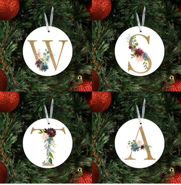 Christmas Gold Initial Ornament